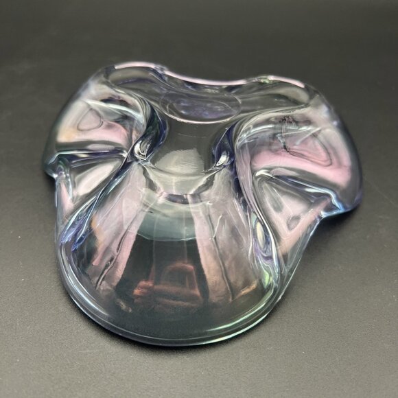 Vintage Iridescent Purple Ashtray Art Glass Retro Catchall Trinket MCM - Picture 8 of 16